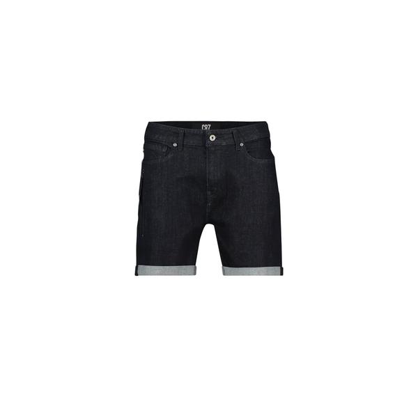 Short slim en denim stretch indigo délavé