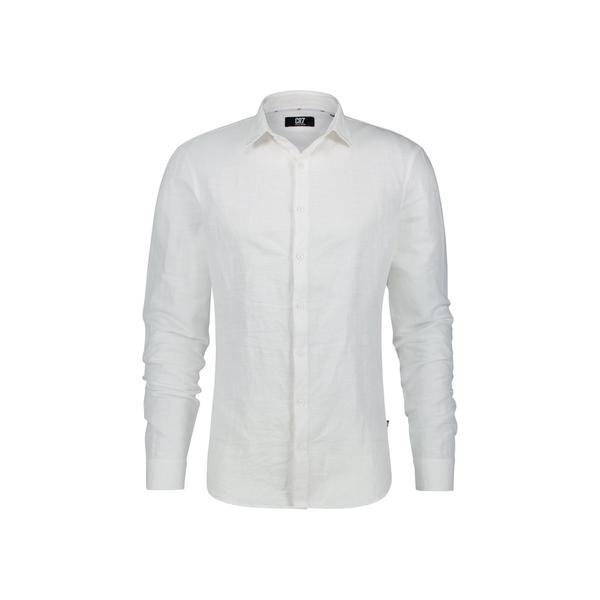 Chemise regular fit en lin et coton mélangés